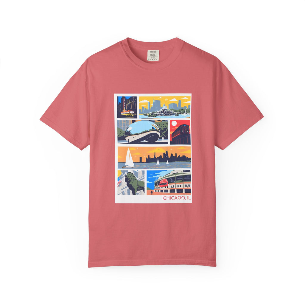 Chicago Landmarks Retro Comic Panel Graphic Tee