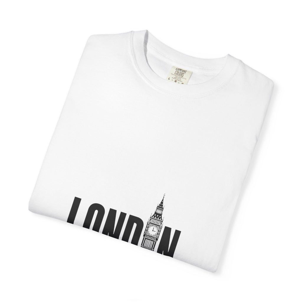 London Minimalist Big Ben Typography Graphic Tee | Black & White City Design