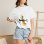 London England Skyline Map Silhouette Graphic Tee | Gold City Coordinates Design