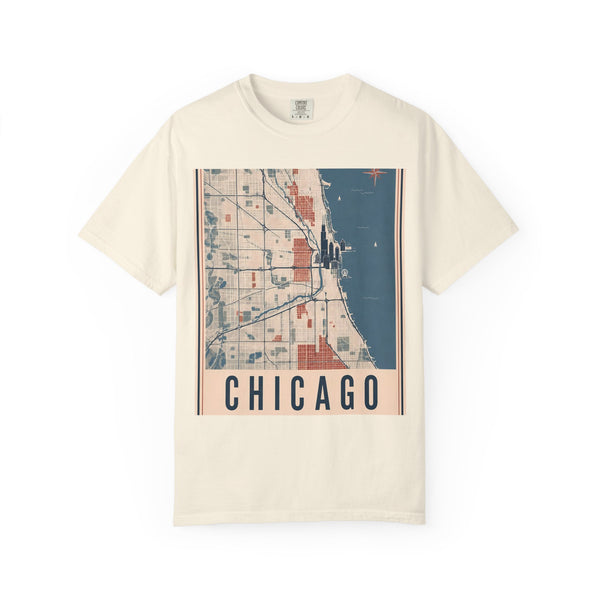 Chicago City Map Vintage Travel Poster Graphic Tee