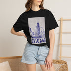 Chicago Patterned Typography Football Colors Graphic Tee
