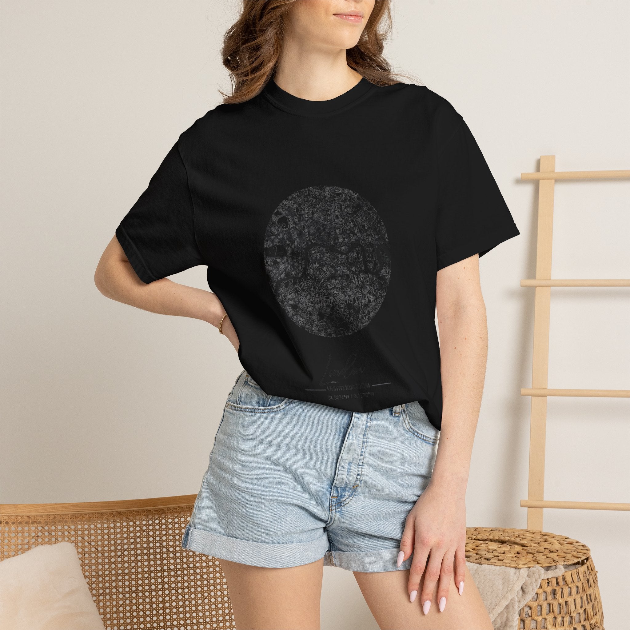 London Circular City Map Graphic Tee | Minimalist Thames River Map Design