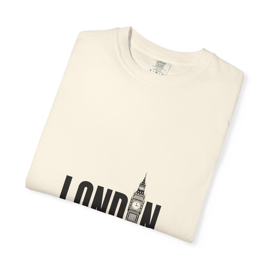 London Minimalist Big Ben Typography Graphic Tee | Black & White City Design