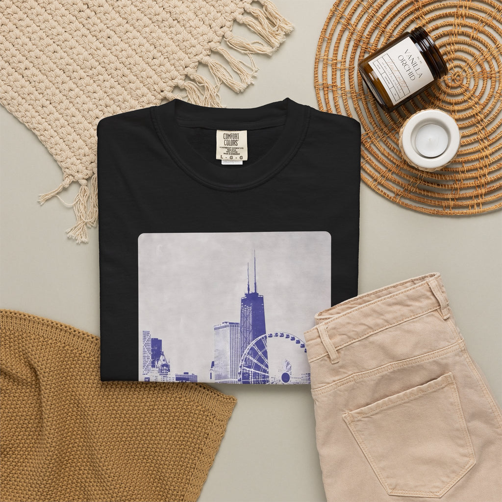 Chicago Patterned Typography Football Colors Graphic Tee