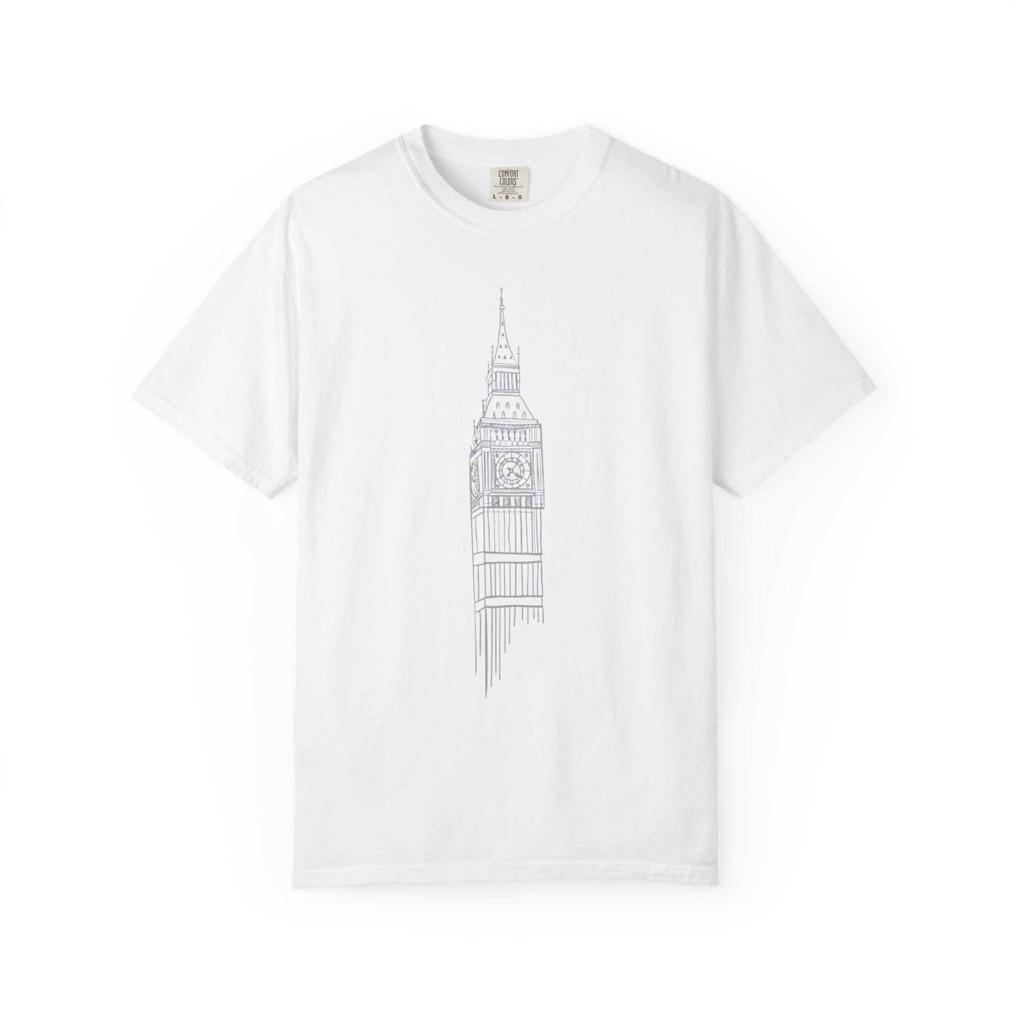 Big Ben Line Art Illustration Graphic Tee | London Clock Tower Sketch