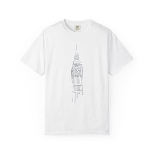 Big Ben Line Art Illustration Graphic Tee | London Clock Tower Sketch
