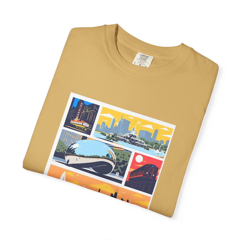 Chicago Landmarks Retro Comic Panel Graphic Tee