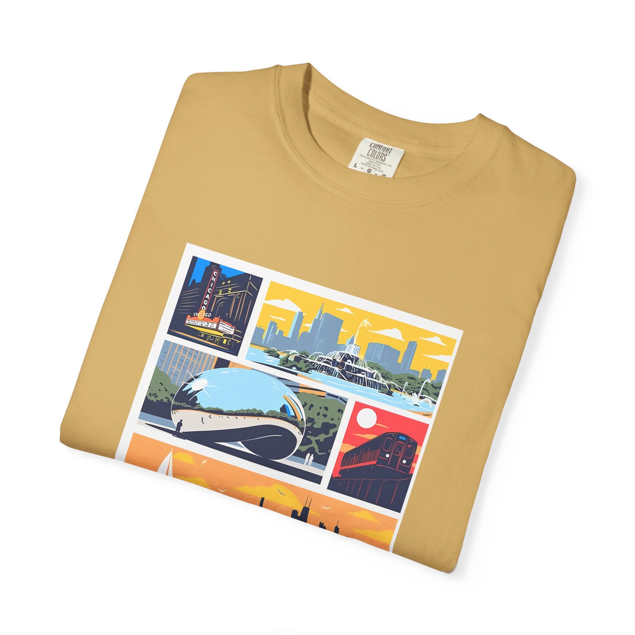 Chicago Landmarks Retro Comic Panel Graphic Tee