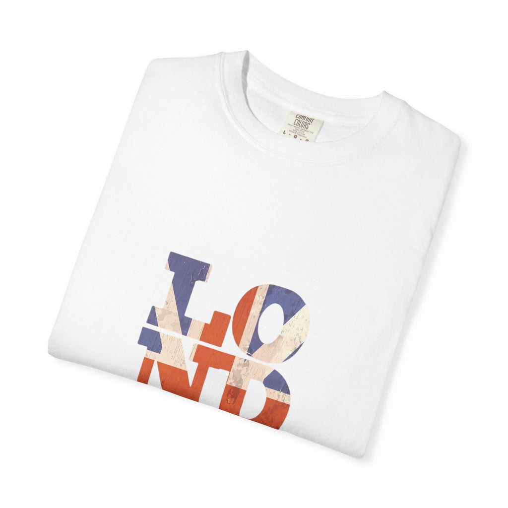 London Union Jack Typography Graphic Tee | British Flag Vintage Design