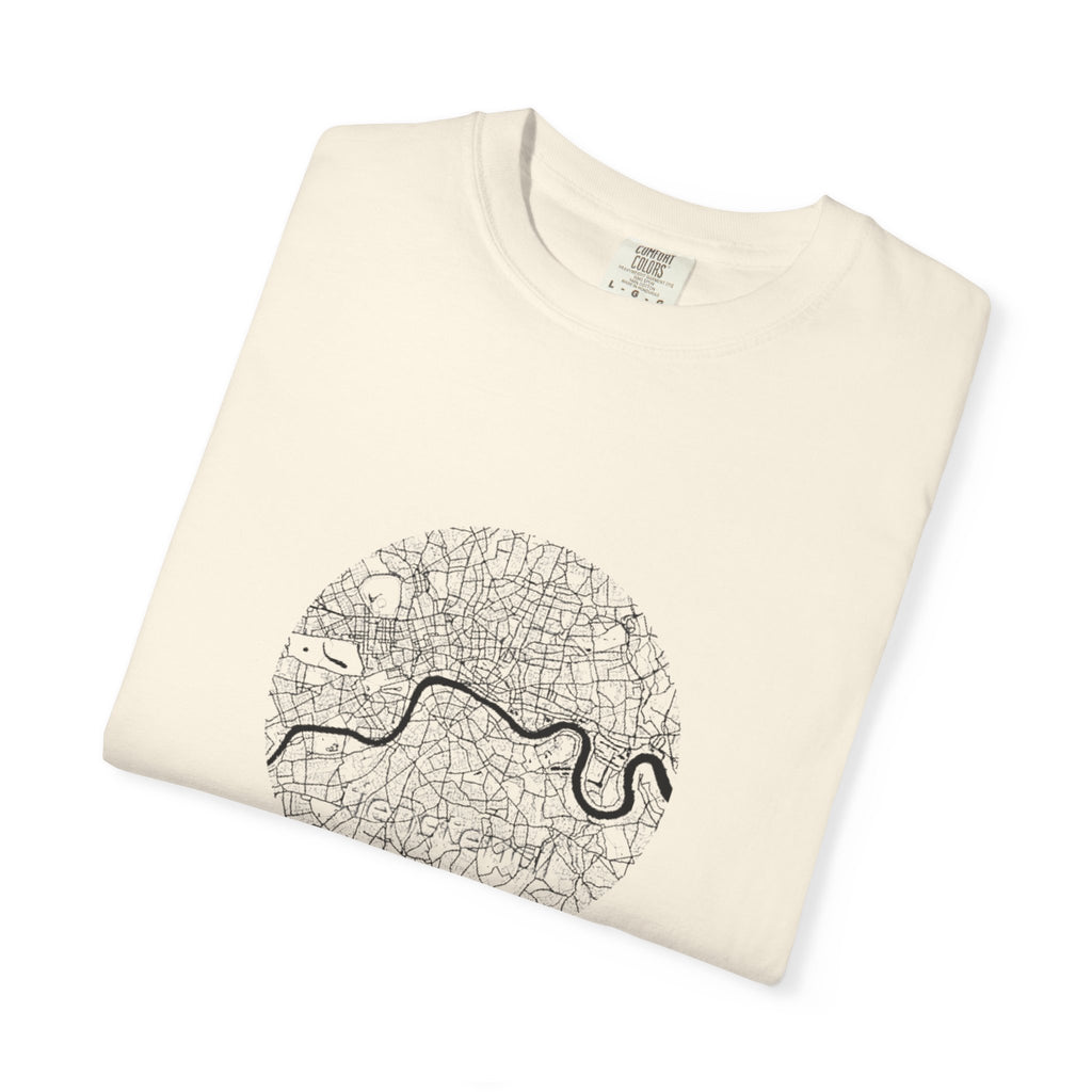 London Circular City Map Graphic Tee | Minimalist Thames River Map Design