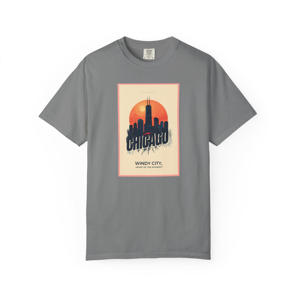 Windy City Chicago Retro Sunset Skyline Graphic Tee