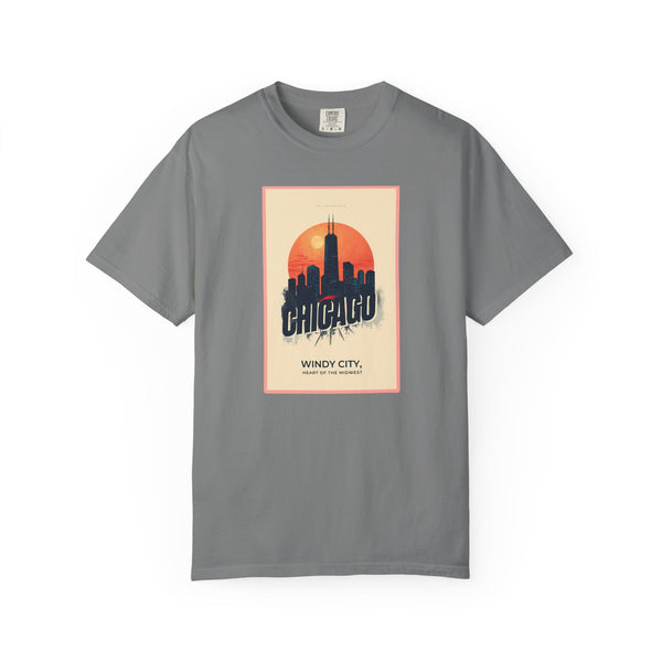 Windy City Chicago Retro Sunset Skyline Graphic Tee