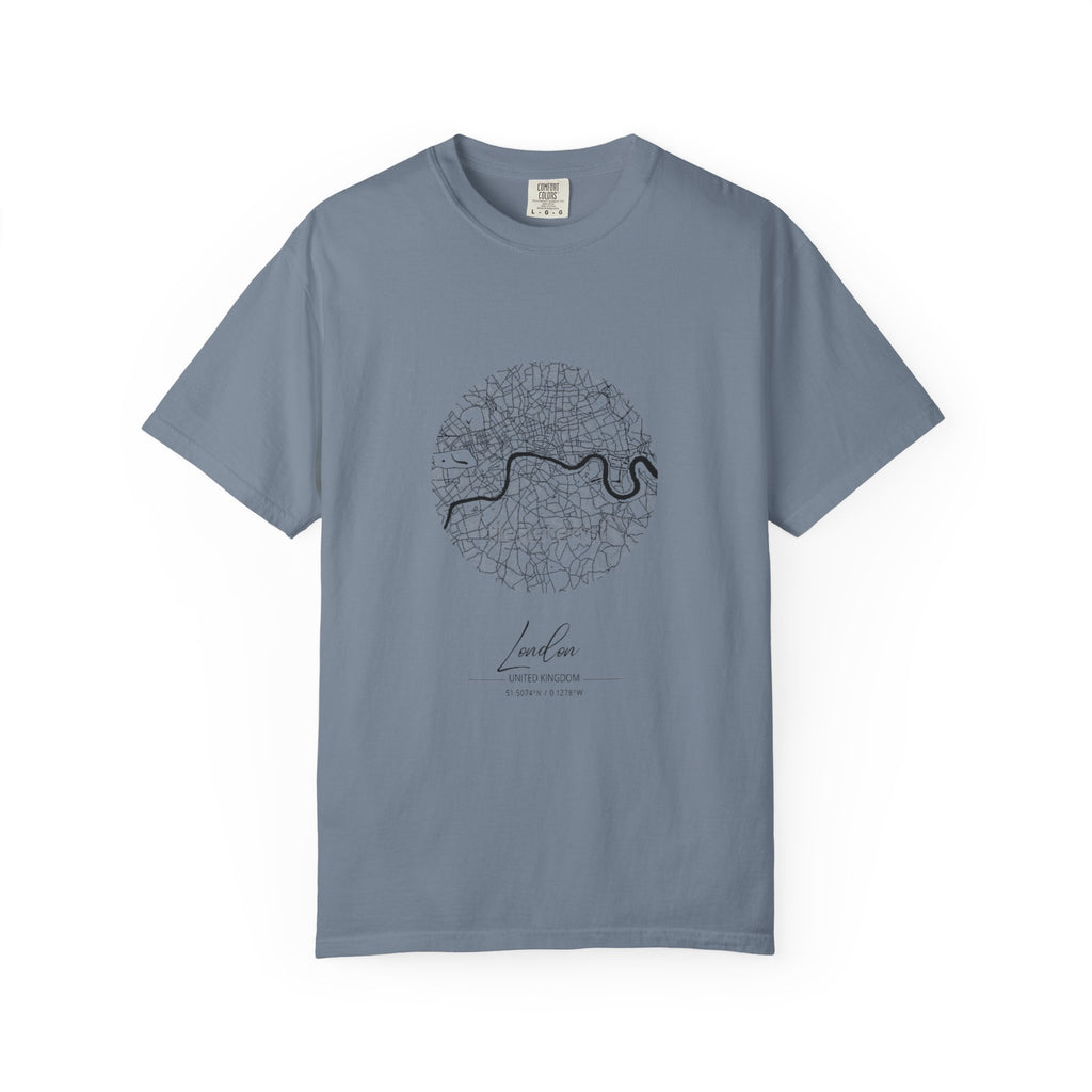 London Circular City Map Graphic Tee | Minimalist Thames River Map Design
