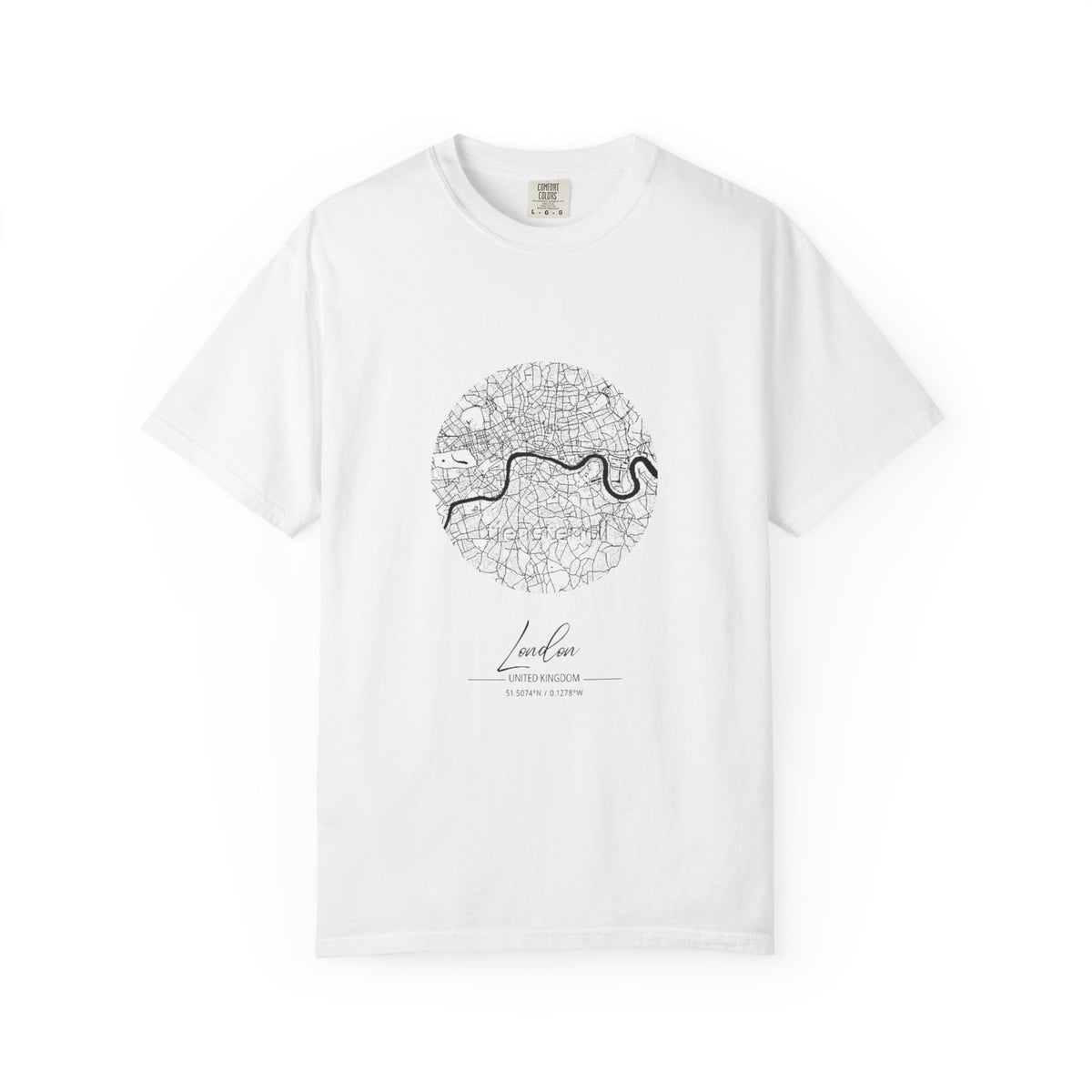 London Circular City Map Graphic Tee | Minimalist Thames River Map Design