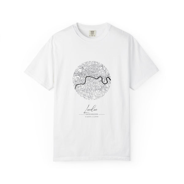 London Circular City Map Graphic Tee | Minimalist Thames River Map Design