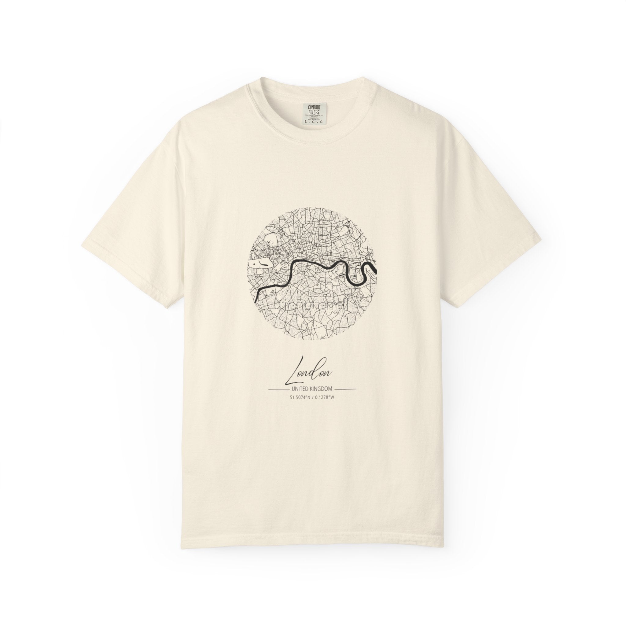 London Circular City Map Graphic Tee | Minimalist Thames River Map Design