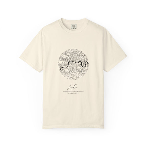 London Circular City Map Graphic Tee | Minimalist Thames River Map Design
