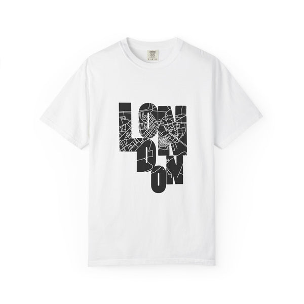 London Street Map Typography Graphic Tee | Bold City Map Lettering