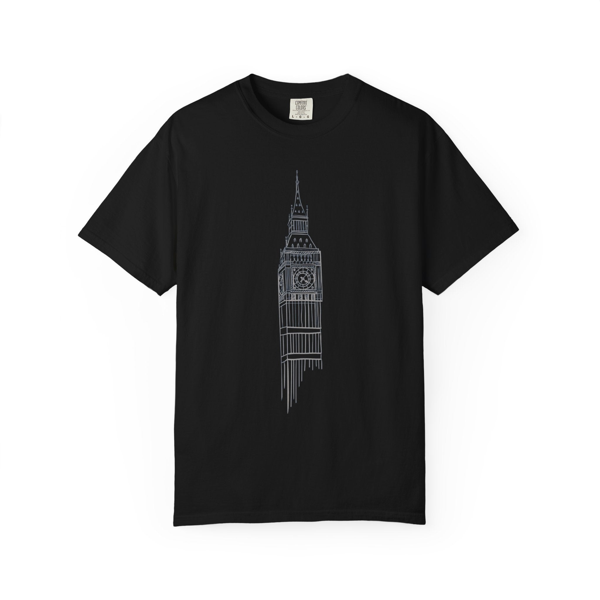 Big Ben Line Art Illustration Graphic Tee | London Clock Tower Sketch