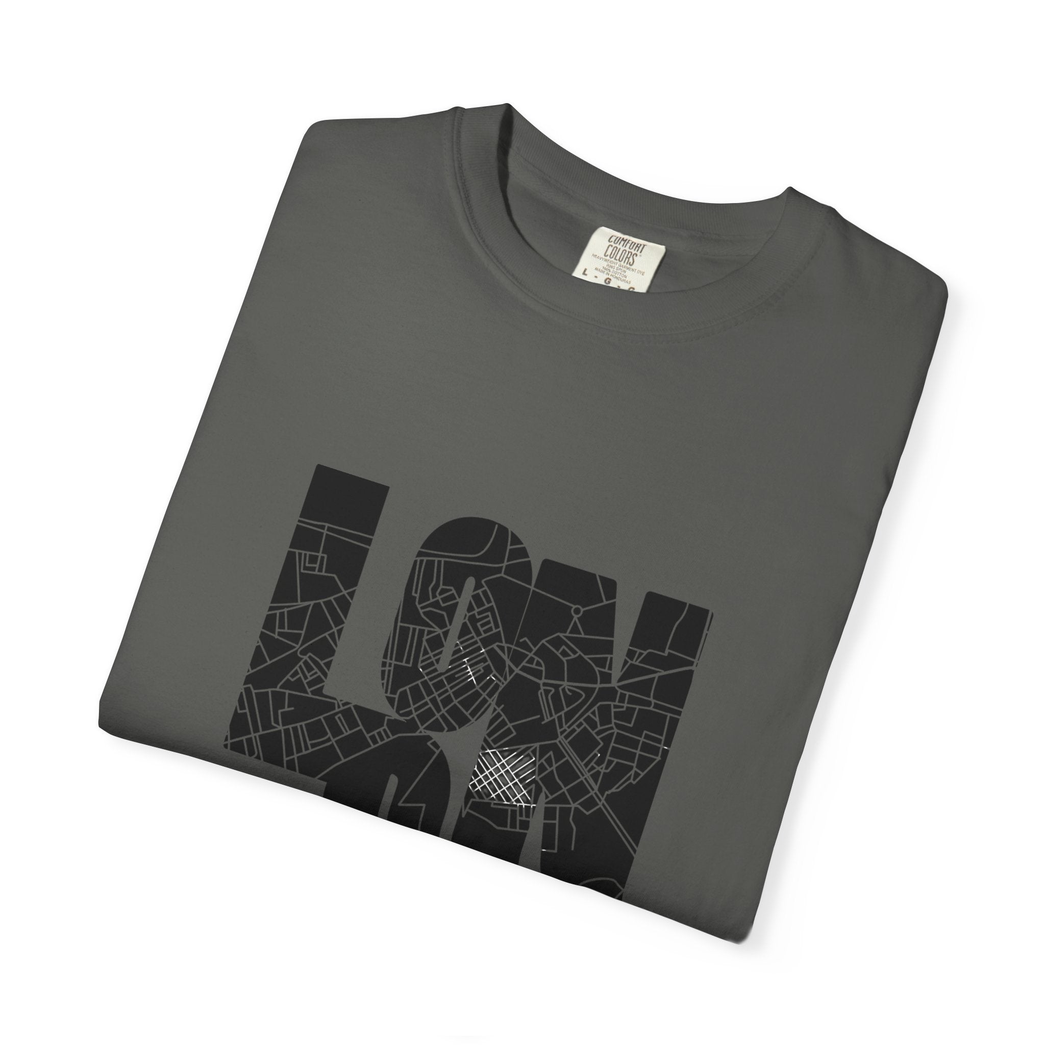 London Street Map Typography Graphic Tee | Bold City Map Lettering