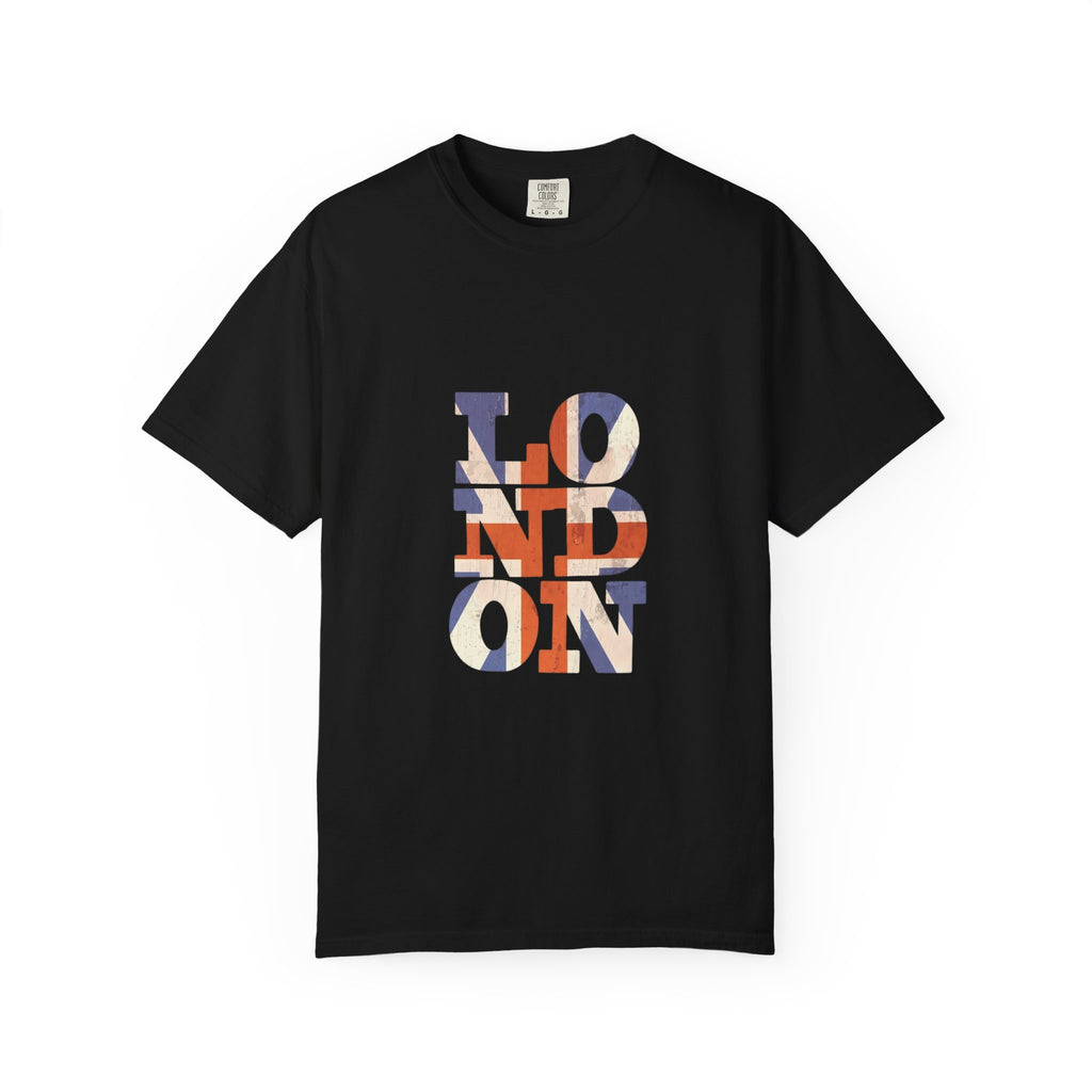 London Union Jack Typography Graphic Tee | British Flag Vintage Design