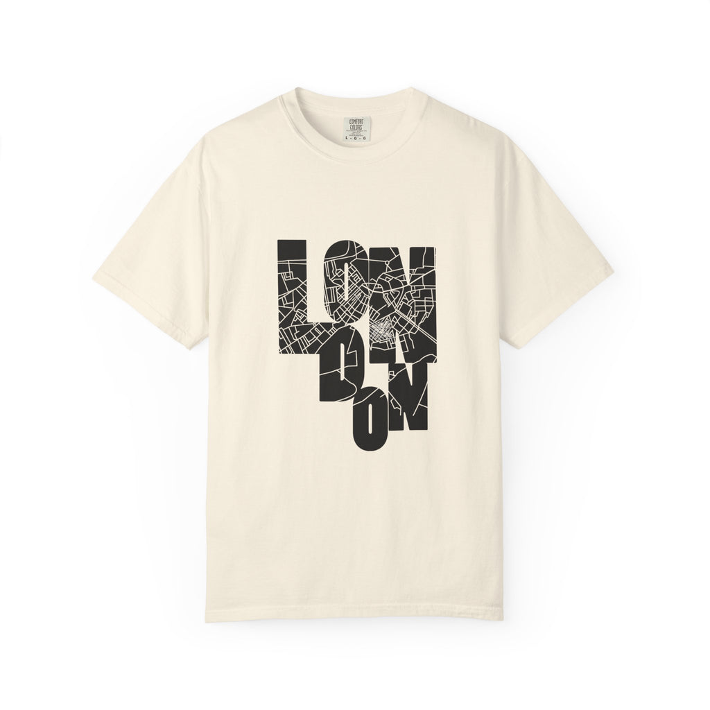 London Street Map Typography Graphic Tee | Bold City Map Lettering