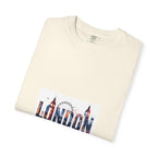 London Skyline Watercolor Typography Graphic Tee | Big Ben & London Eye