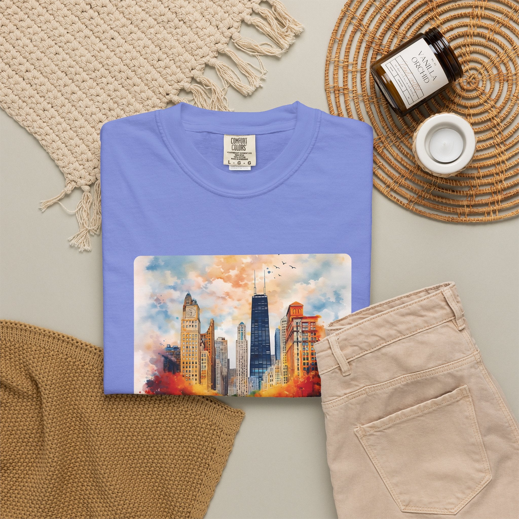 Chicago Skyline Blue Duotone Photo Graphic Tee