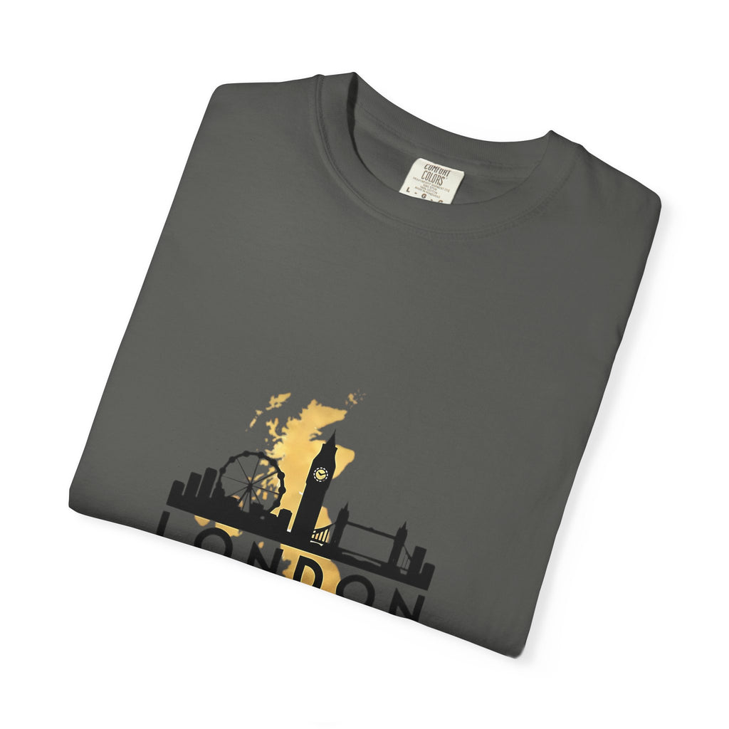 London England Skyline Map Silhouette Graphic Tee | Gold City Coordinates Design