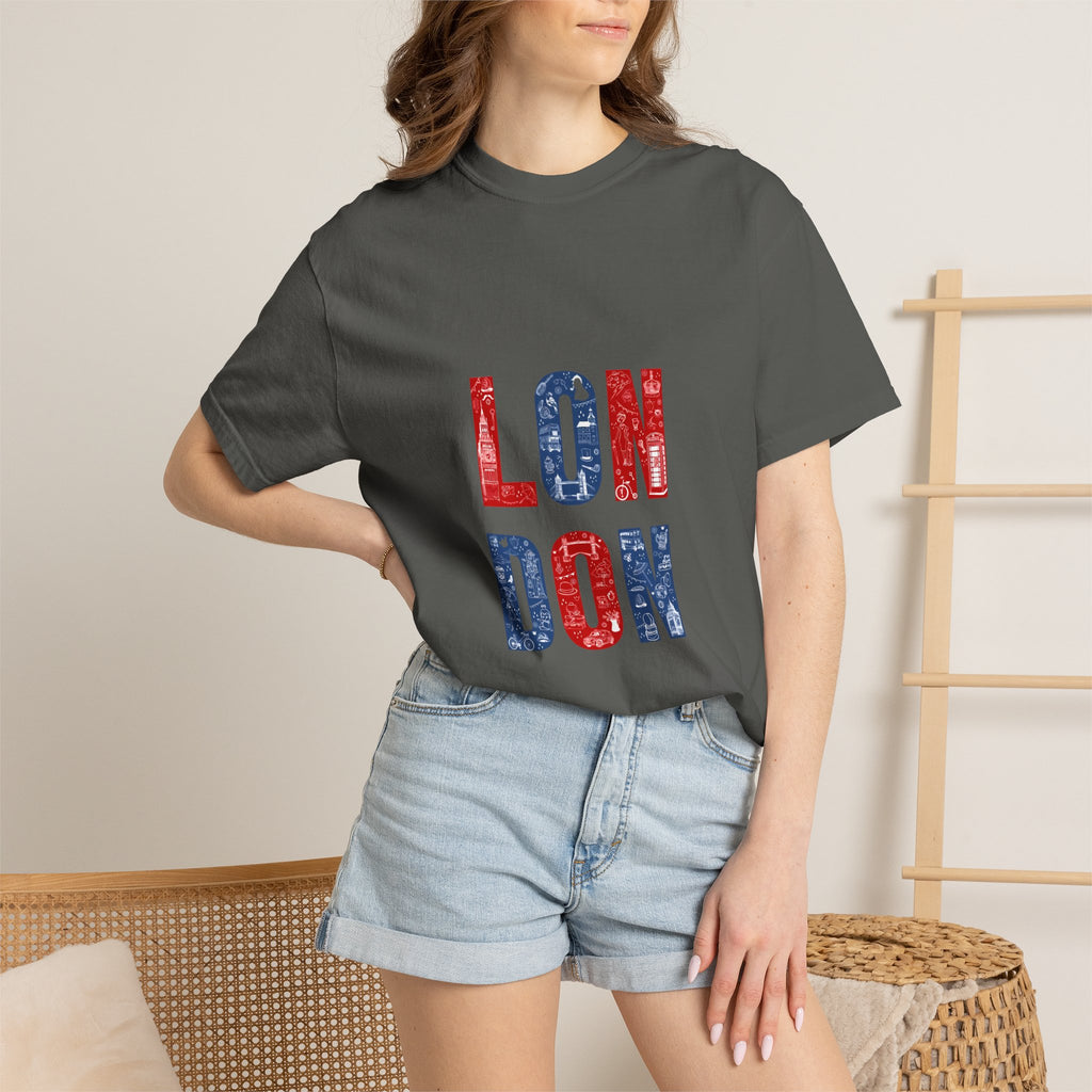 London Icons Pattern Typography Graphic Tee | British Pop Culture Illustration