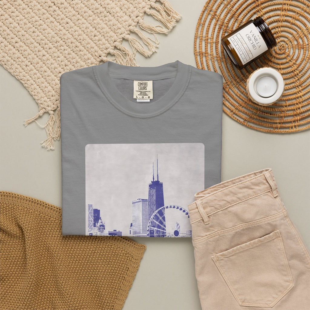Chicago Patterned Typography Football Colors Graphic Tee