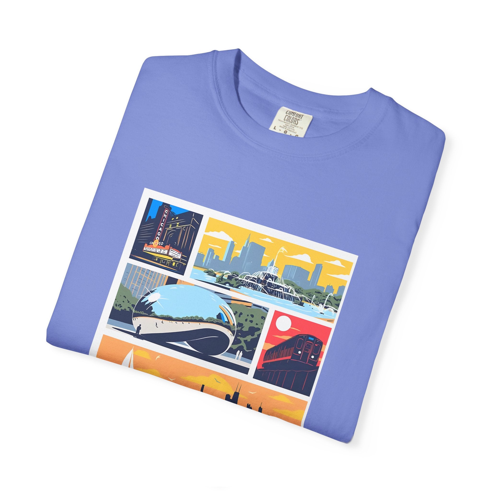 Chicago Landmarks Retro Comic Panel Graphic Tee