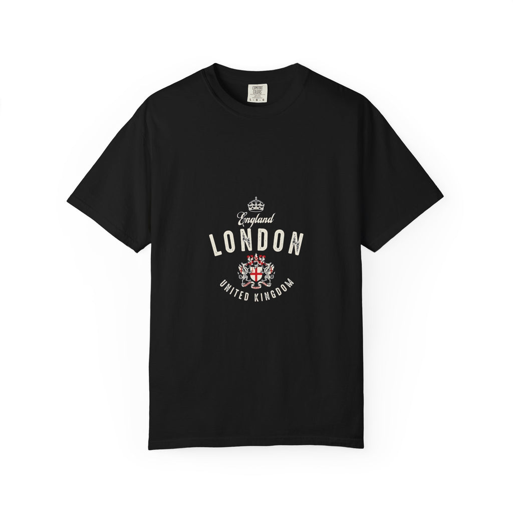 England London Vintage Crest Graphic Tee | Royal Crown Coat of Arms Design