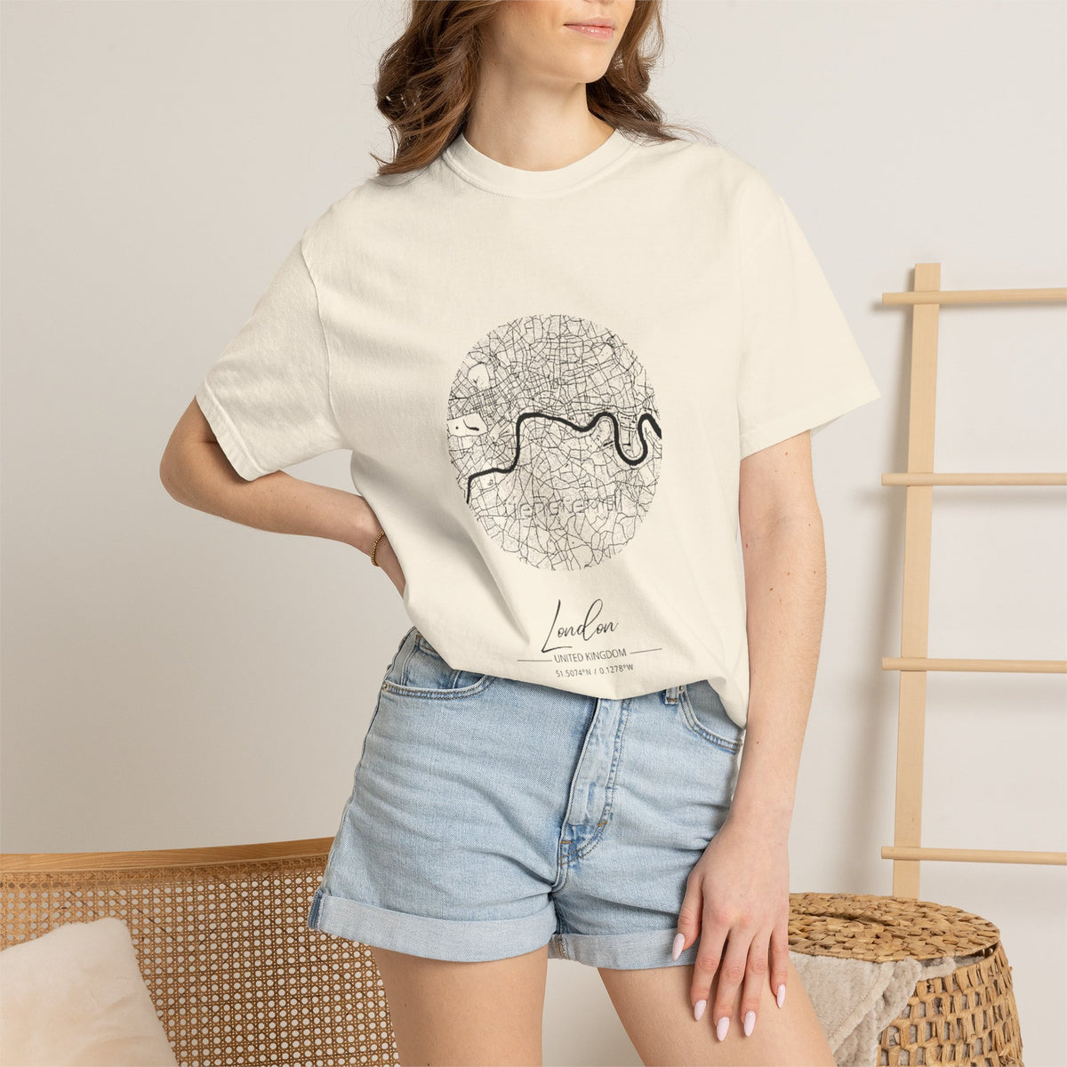 London Circular City Map Graphic Tee | Minimalist Thames River Map Design