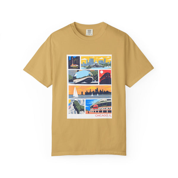 Chicago Landmarks Retro Comic Panel Graphic Tee