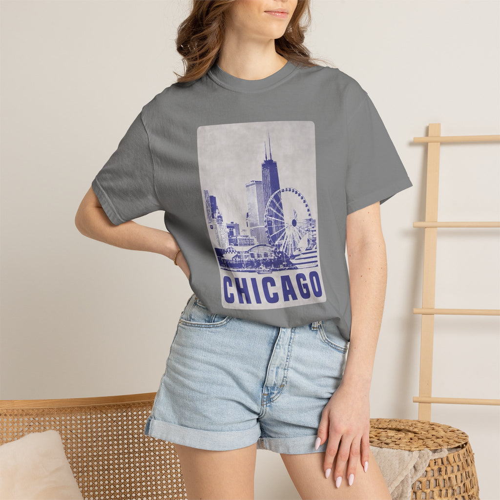 Chicago Patterned Typography Football Colors Graphic Tee