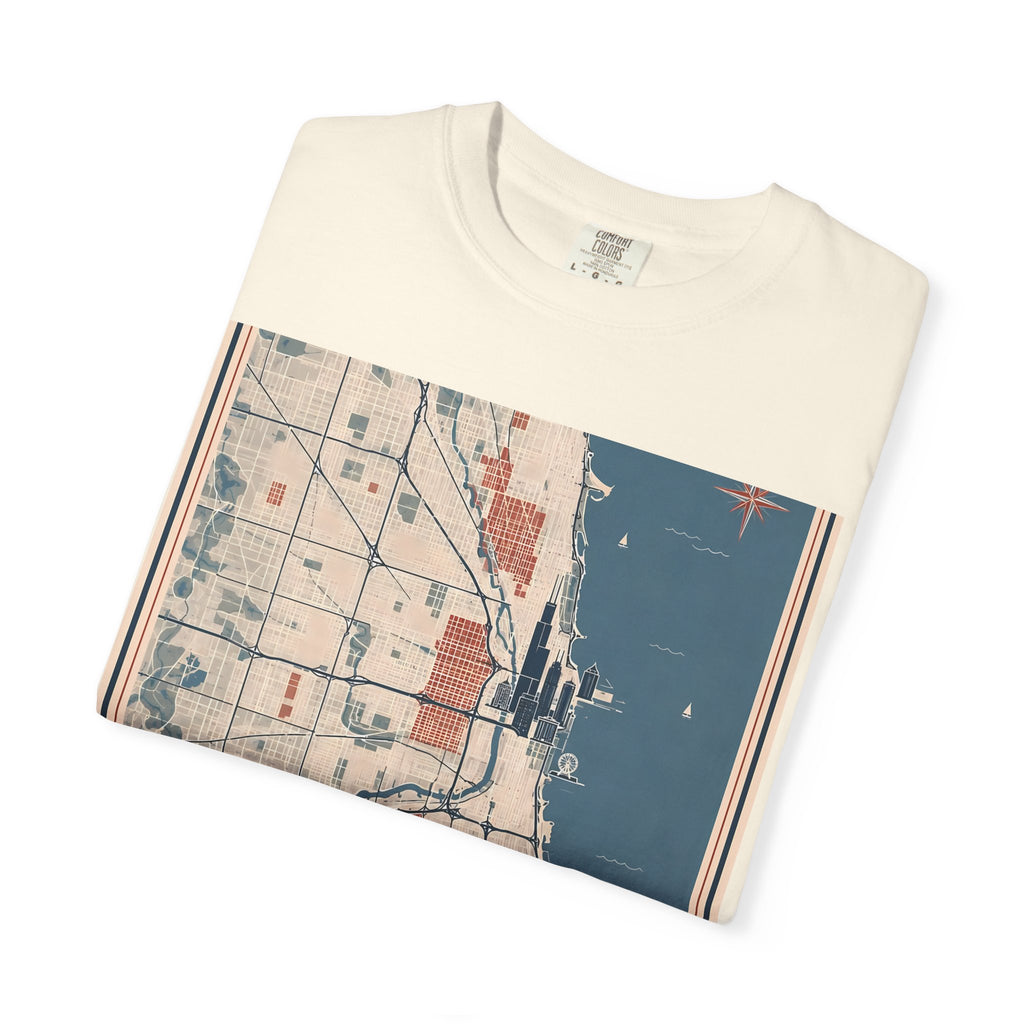 Chicago City Map Vintage Travel Poster Graphic Tee