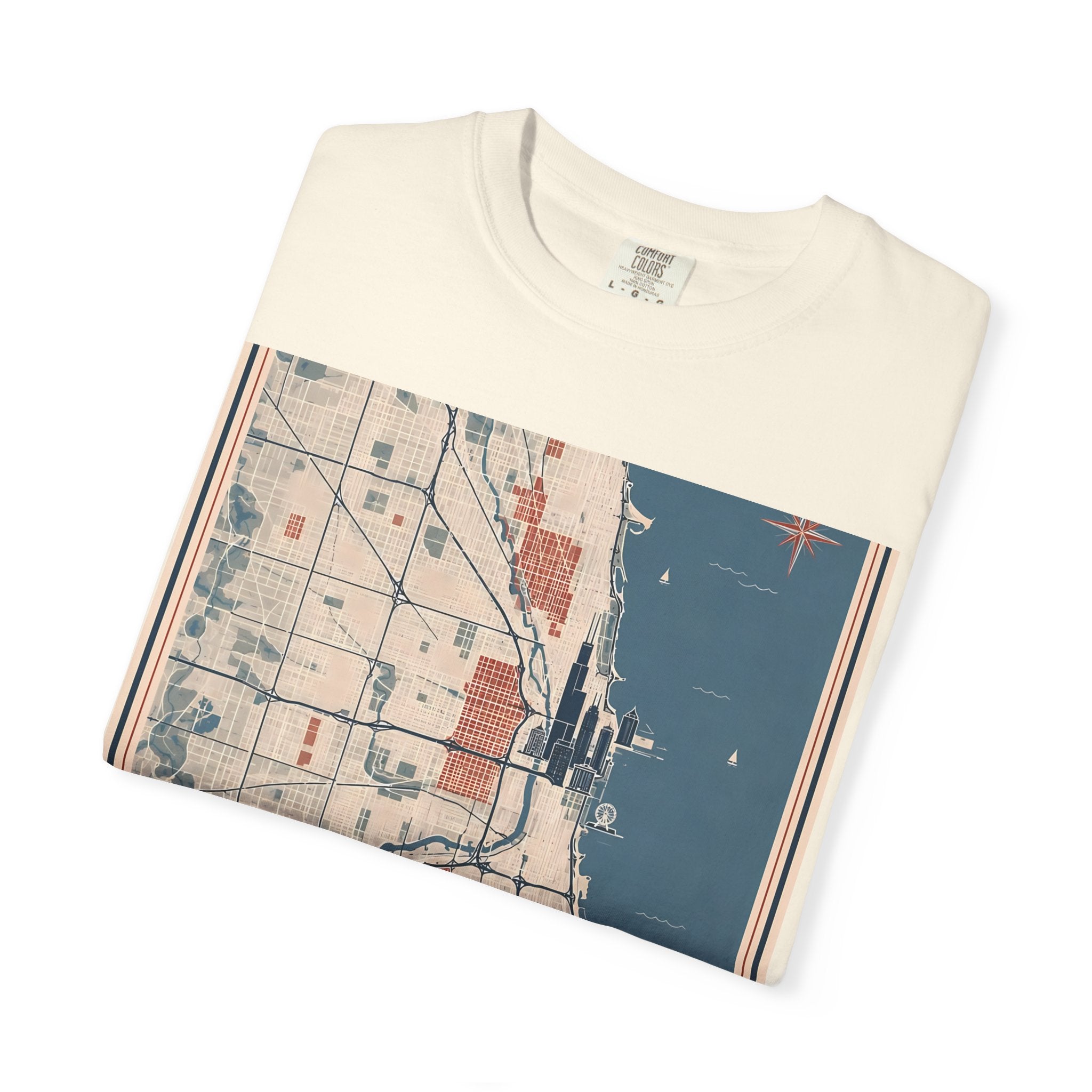 Chicago City Map Vintage Travel Poster Graphic Tee