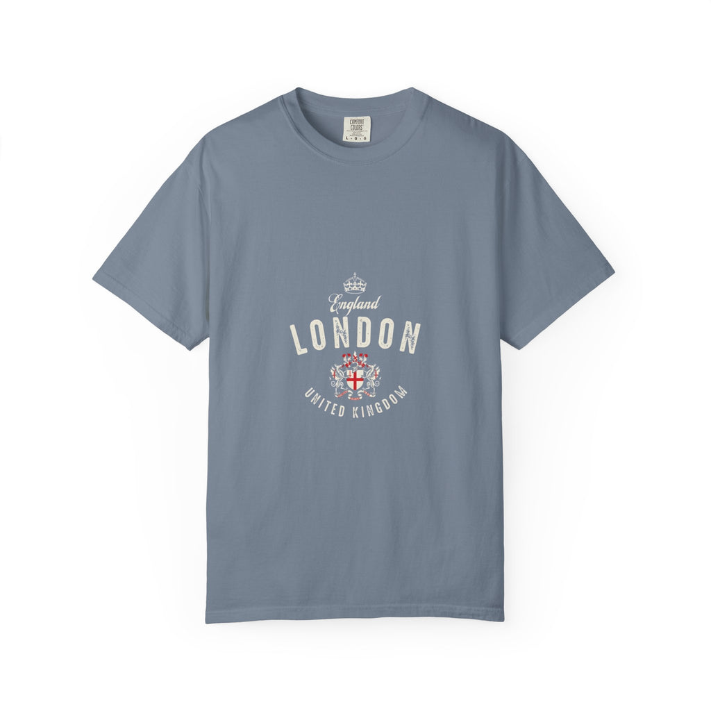 England London Vintage Crest Graphic Tee | Royal Crown Coat of Arms Design