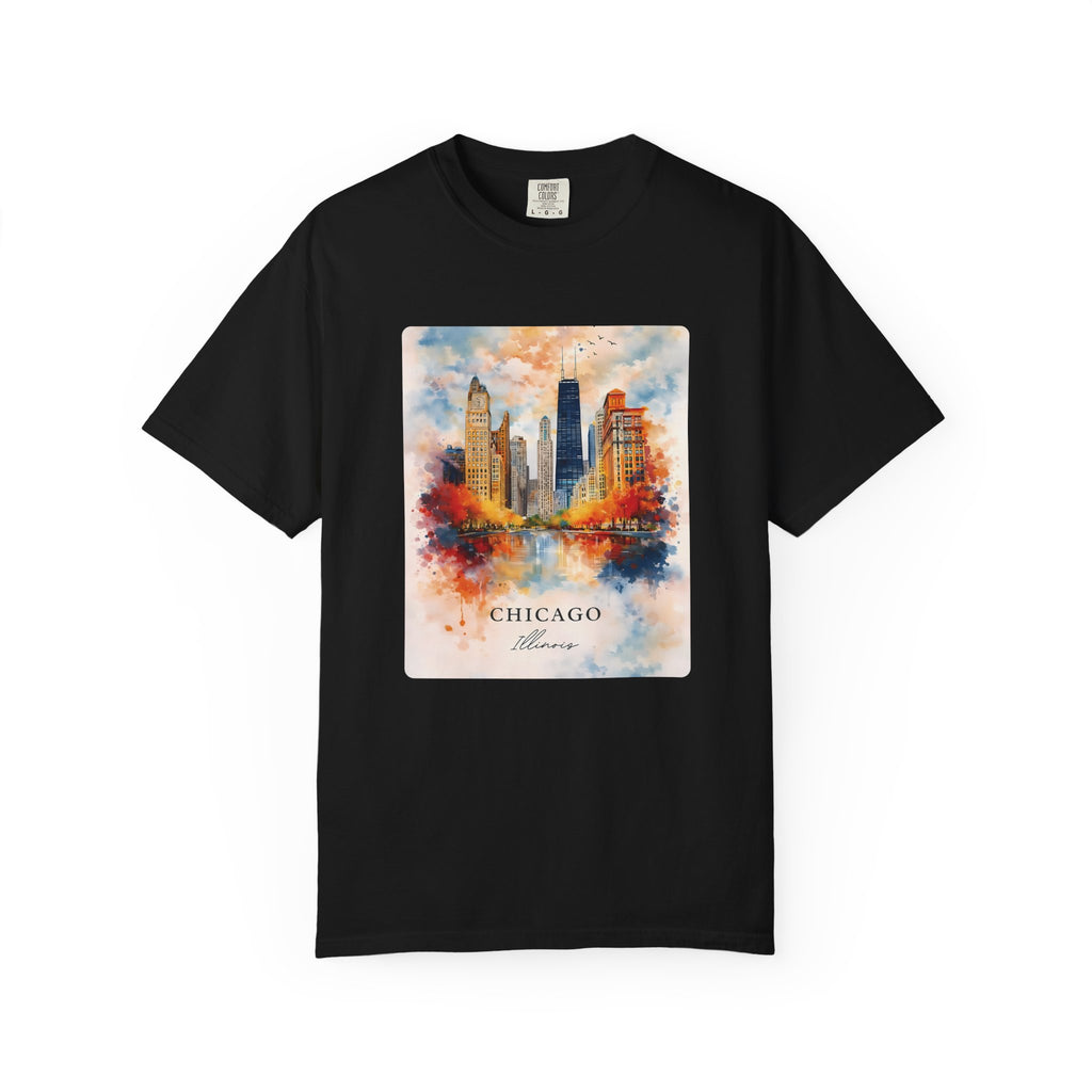 Chicago Skyline Blue Duotone Photo Graphic Tee