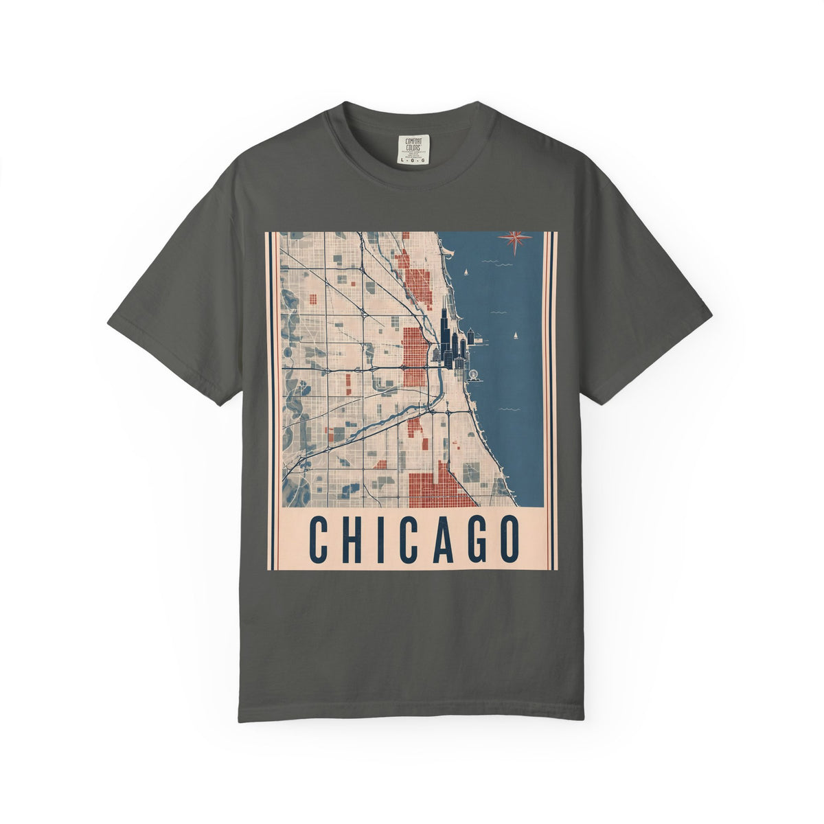 Chicago City Map Vintage Travel Poster Graphic Tee