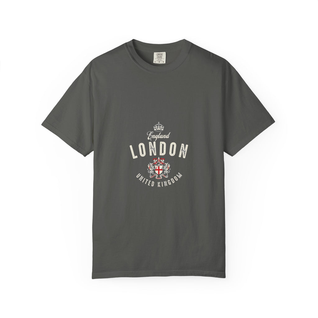 England London Vintage Crest Graphic Tee | Royal Crown Coat of Arms Design