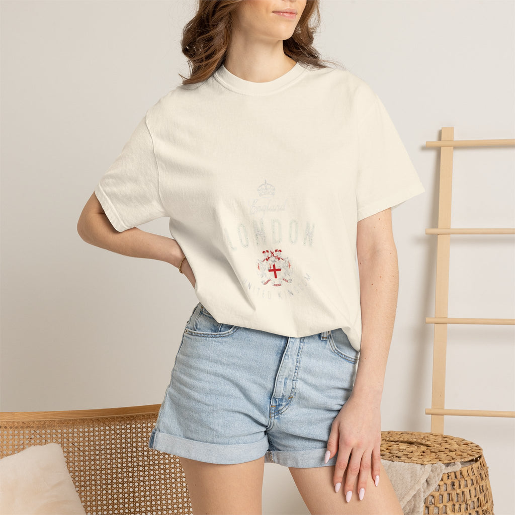 England London Vintage Crest Graphic Tee | Royal Crown Coat of Arms Design
