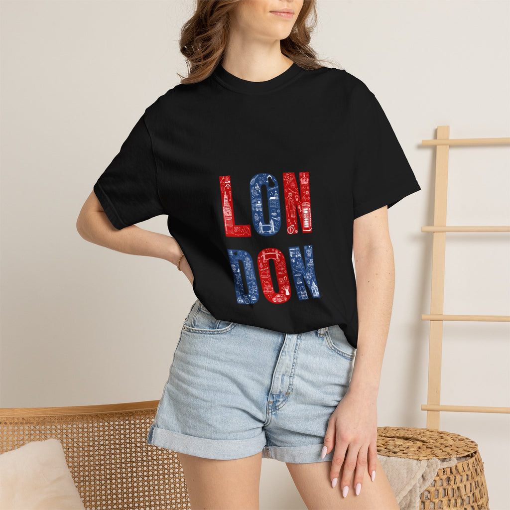 London Icons Pattern Typography Graphic Tee | British Pop Culture Illustration
