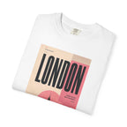London Vintage Travel Poster Graphic Tee | Big Ben Retro Pink Design