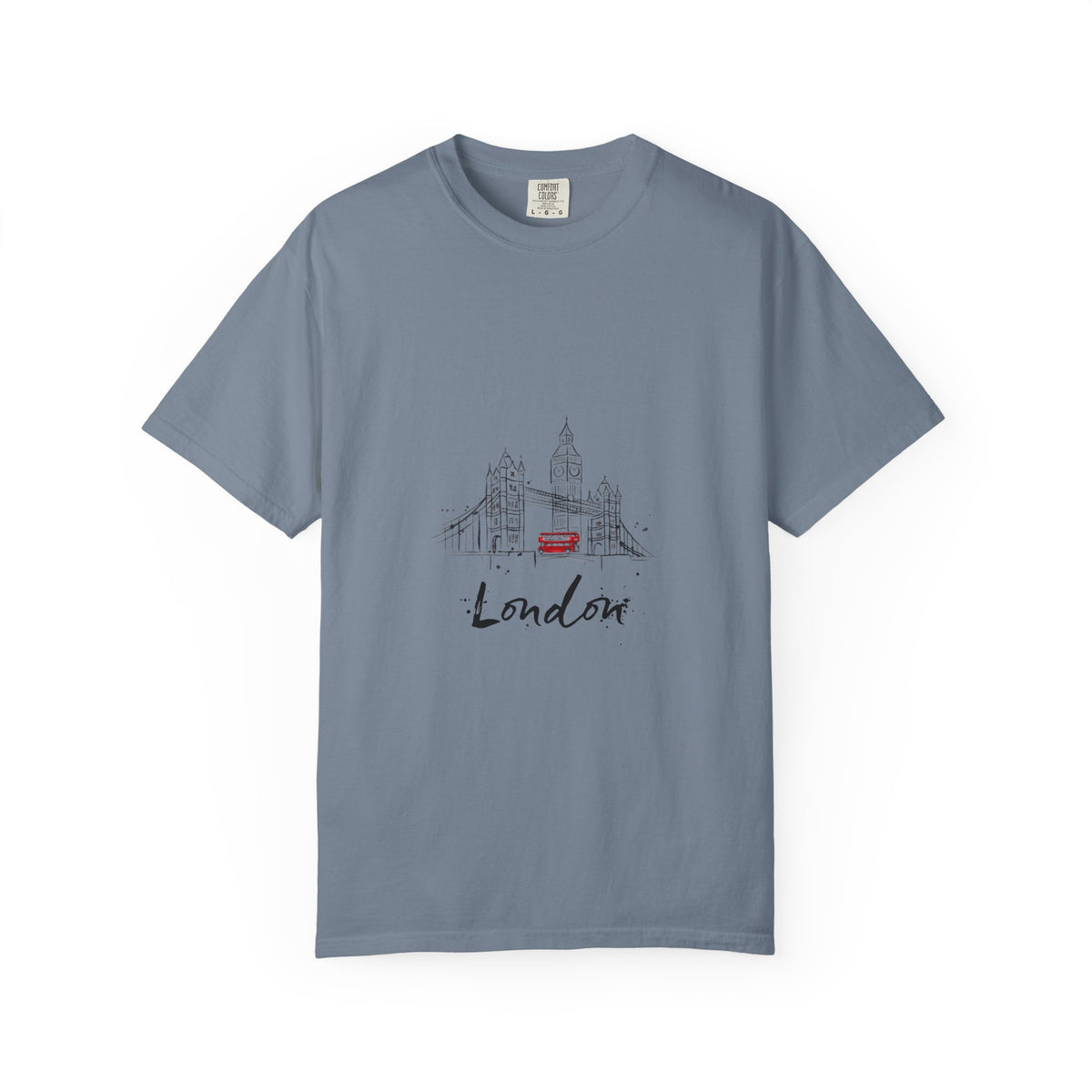London Tower Bridge Watercolor Sketch Graphic Tee | Big Ben Red Bus Design