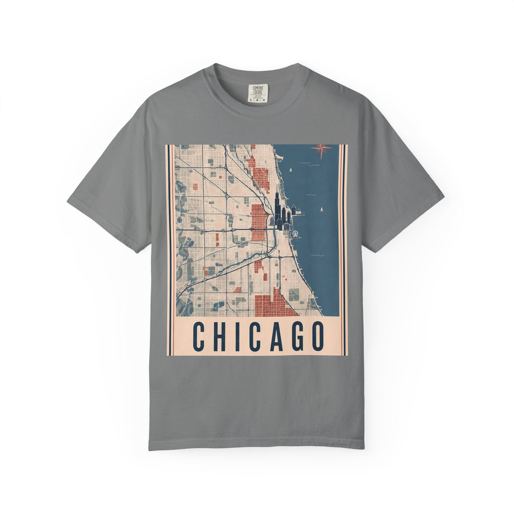 Chicago City Map Vintage Travel Poster Graphic Tee