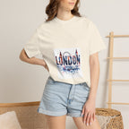 London Skyline Watercolor Typography Graphic Tee | Big Ben & London Eye