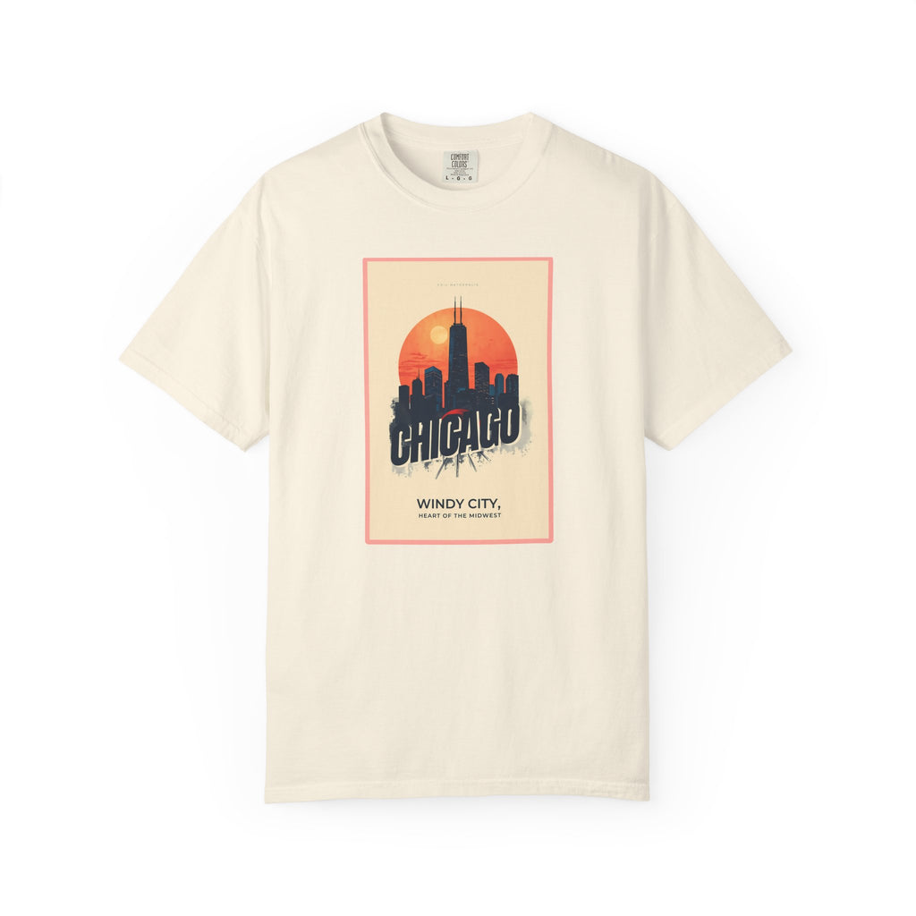 Windy City Chicago Retro Sunset Skyline Graphic Tee