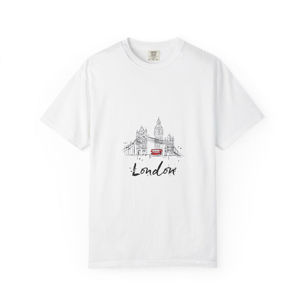 London Tower Bridge Watercolor Sketch Graphic Tee | Big Ben Red Bus Design